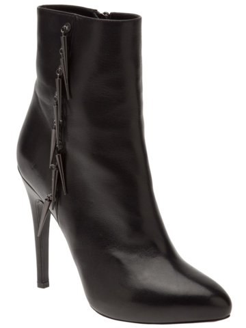 Black leather heeled boots