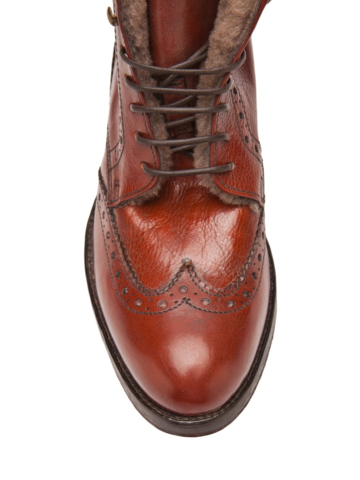 Fur lined men's leather boots